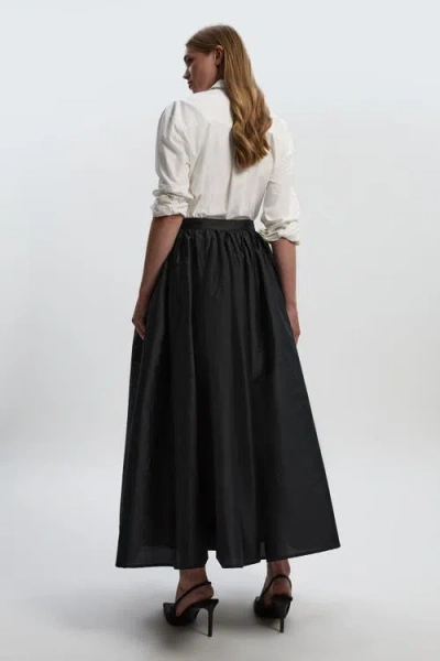 Karen Millen Taffeta Woven Maxi Skirt In Black