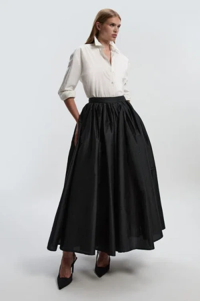 Karen Millen Taffeta Woven Maxi Skirt In Black