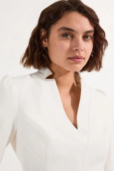 Karen Millen 3/4 Sleeve Belted Midi Dress In White