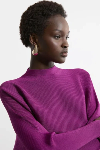 Karen Millen Drape Knit Bat Wing Pencil Midi Dress In Purple