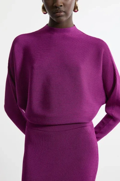 Karen Millen Drape Knit Bat Wing Pencil Midi Dress In Purple