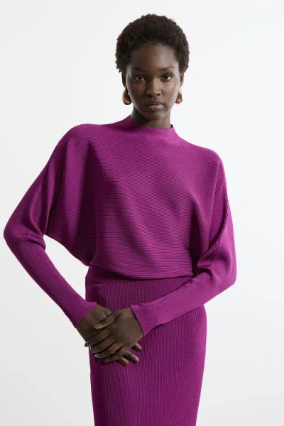 Karen Millen Drape Knit Bat Wing Pencil Midi Dress In Purple