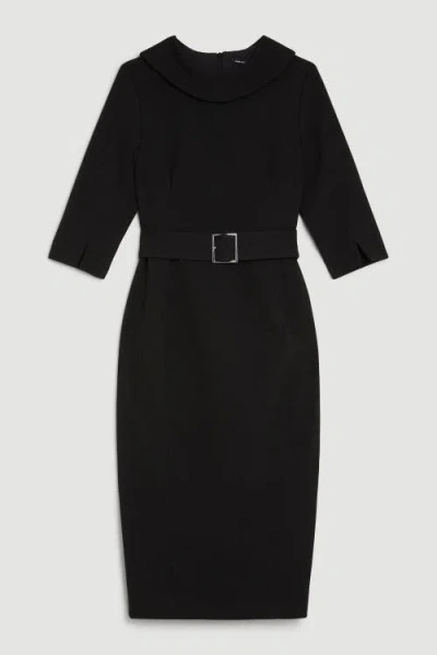Karen Millen Petite Roll Neck Pencil Midi Dress In Black