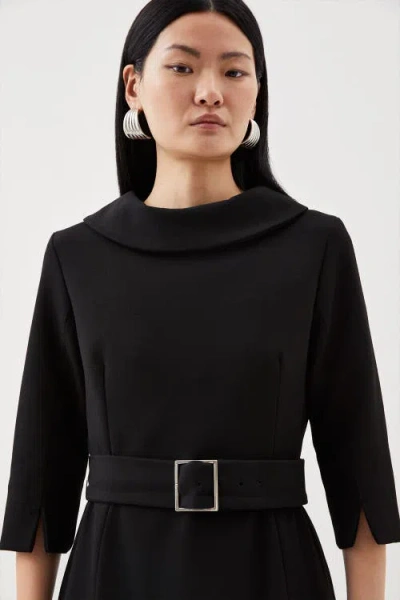 Karen Millen Petite Roll Neck Pencil Midi Dress In Black