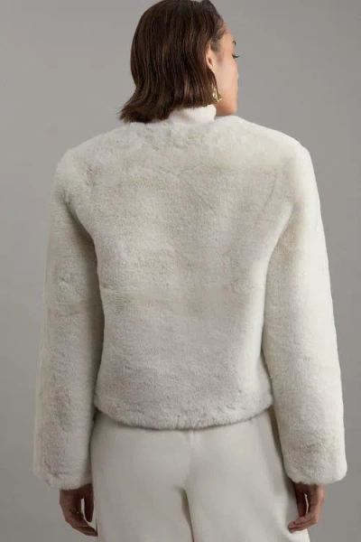 Karen Millen Collarless Faux Fur Jacket In White