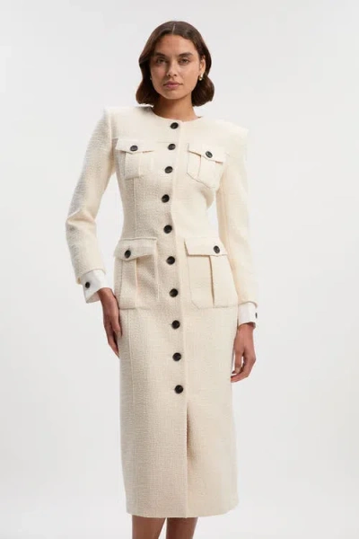 Karen Millen Tailored Pocket Front Midi Dress In White