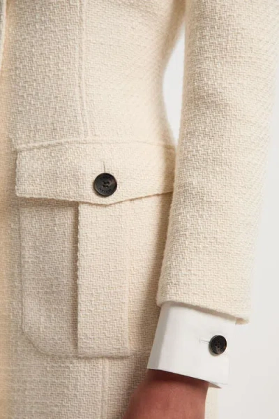 Karen Millen Tailored Pocket Front Midi Dress In White