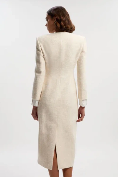 Karen Millen Tailored Pocket Front Midi Dress In White