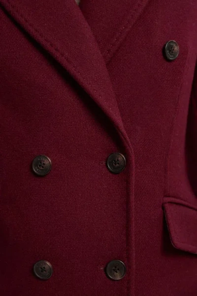 Karen Millen Wool Double Breasted Midi Coat In Burgundy