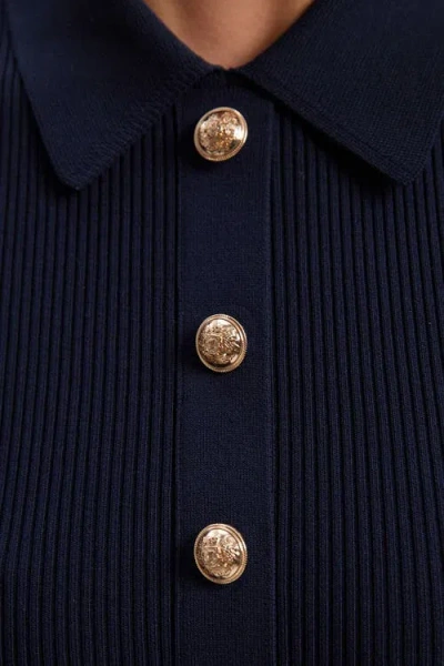 Karen Millen Rib Knit Colour Block Midi Dress In Blue