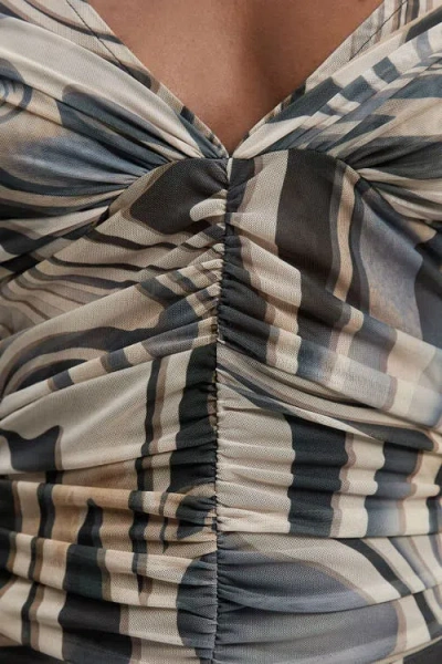 Karen Millen Petite Marble Print Mesh Maxi Dress In Multi