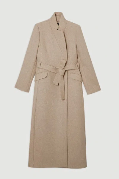 Karen Millen Wool Notch Neck Tailored Maxi Coat In Gray