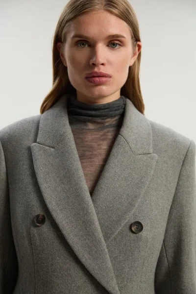 Karen Millen Wool Double Breasted Tailored Maxi Coat In Gray