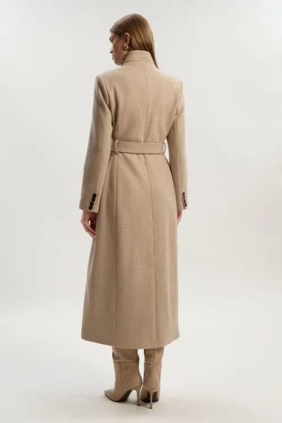 Karen Millen Wool Notch Neck Tailored Maxi Coat In Gray