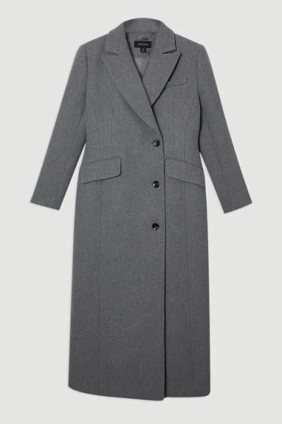 Karen Millen Wool Blend Tailored Fitted Maxi Coat In Gray