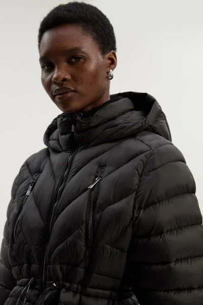 Karen Millen Petite Packable Knee Length Coat In Black