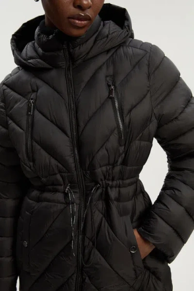 Karen Millen Petite Packable Knee Length Coat In Black