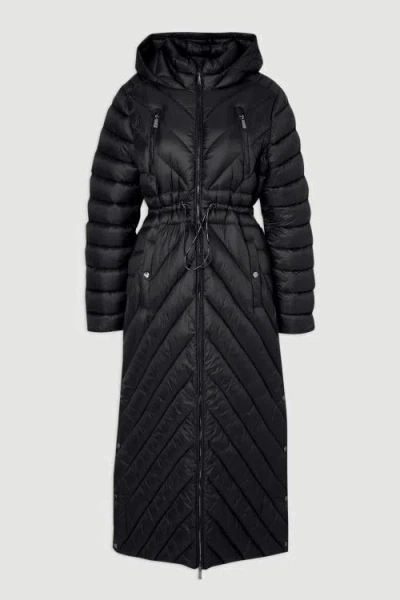 Karen Millen Lightweight Packable Maxi Coat In Black
