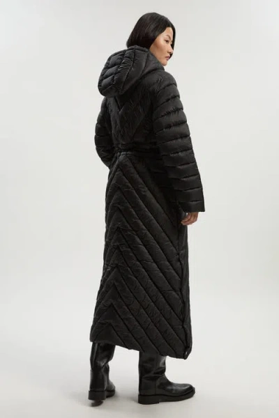 Karen Millen Lightweight Packable Maxi Coat In Black