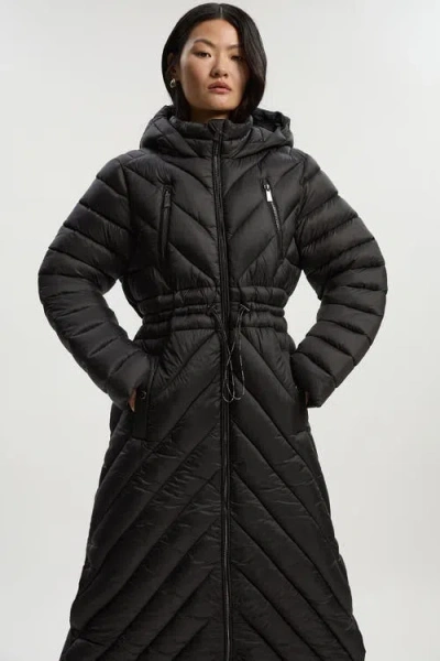 Karen Millen Lightweight Packable Maxi Coat In Black