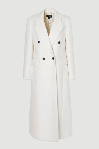 Karen Millen Brushed Wool Double Breasted Maxi Coat In White