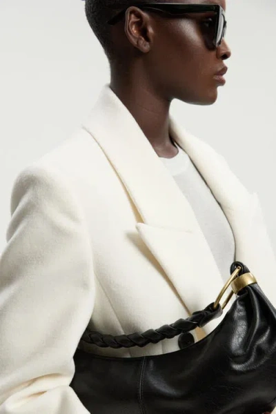 Karen Millen Brushed Wool Double Breasted Maxi Coat In White