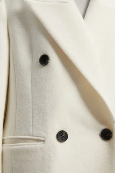 Karen Millen Brushed Wool Double Breasted Maxi Coat In White