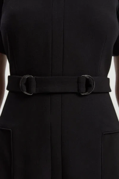 Karen Millen Stretch Tab Detail Full Midi Dress In Black