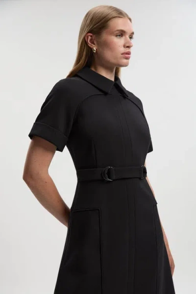 Karen Millen Stretch Tab Detail Full Midi Dress In Black