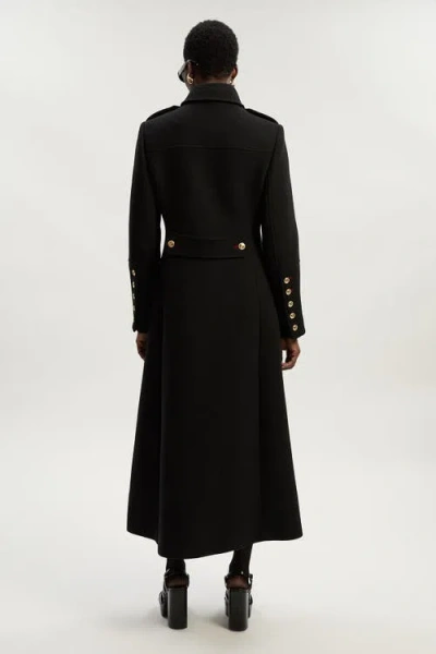 Karen Millen Wool Military Tailored Maxi Coat In Black