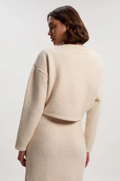 Karen Millen Wool Embellished Crew Neck Jumper In White