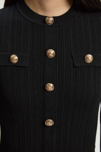 Karen Millen Chiffon Sleeve Mini Knit Dress In Black