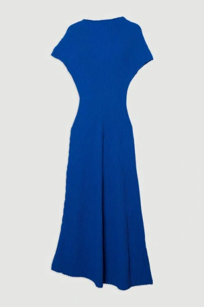 Karen Millen Stitch Detail Knit Midi Dress In Blue