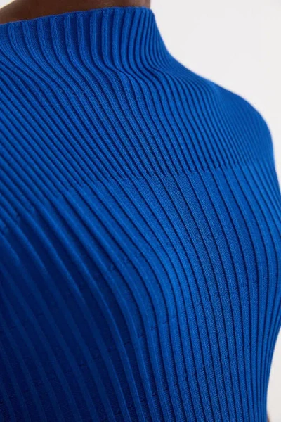 Karen Millen Stitch Detail Knit Midi Dress In Blue