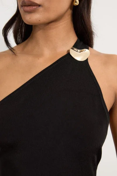 Karen Millen Backless Knit Dress With Hardware In Black