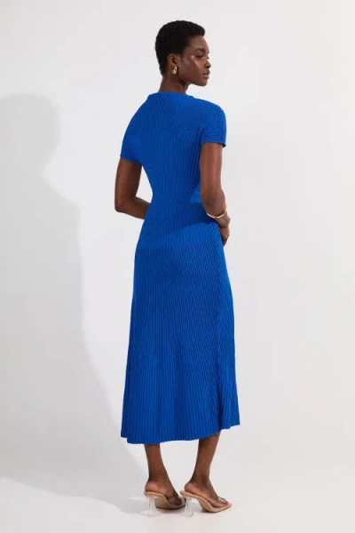 Karen Millen Stitch Detail Knit Midi Dress In Blue