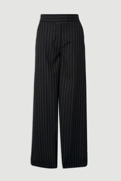 Karen Millen Pinstripe Wide Leg Tailored Trouser In Black