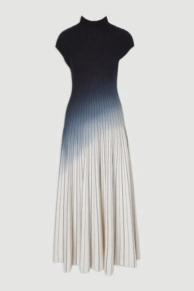 Karen Millen Dip Dye Detail Knitted Maxi Dress In Blue