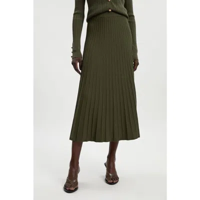 Karen Millen Textured Knit Full Midi Skirt In Green