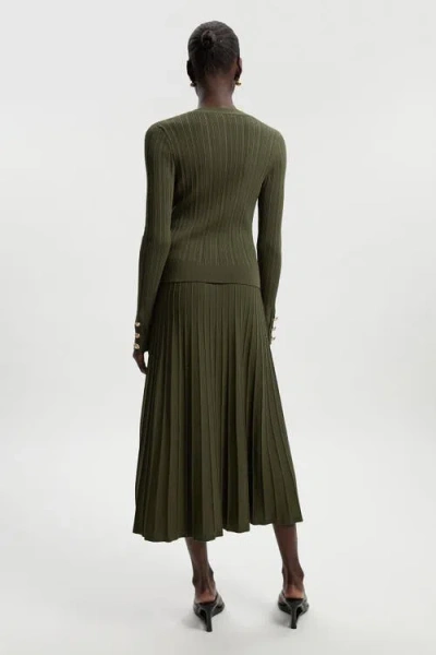 Karen Millen Textured Knit Full Midi Skirt In Green