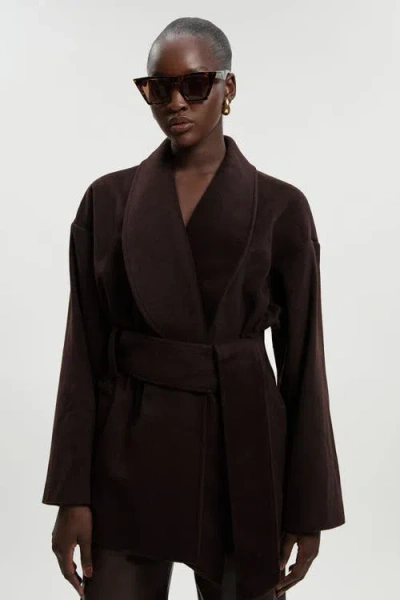 Karen Millen Brushed Wool Wrap Short Coat In Black