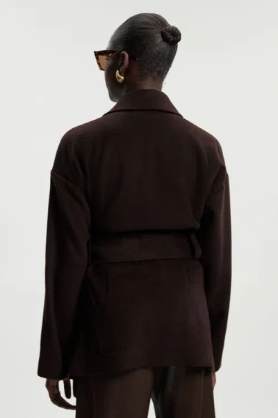 Karen Millen Brushed Wool Wrap Short Coat In Black