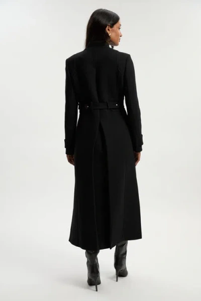 Karen Millen Wool Notch Neck Belted Maxi Coat In Black