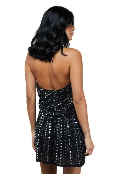 Warehouse Sequin Cowl Front Flippy Mini Dress In Black