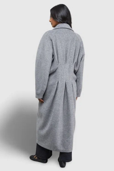Warehouse Oversized Pleat Back Detail Maxi Coat In Gray