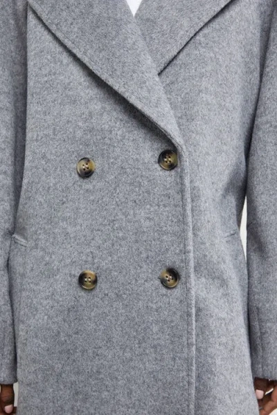 Warehouse Oversized Pleat Back Detail Maxi Coat In Gray