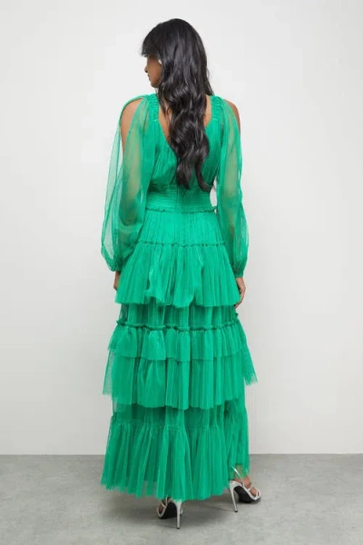 Warehouse Cinched Waist Maxi Dress In Green