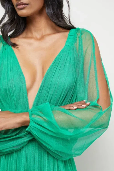 Warehouse Cinched Waist Maxi Dress In Green