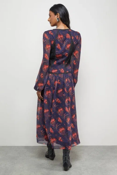 Warehouse Plunge Neck Pleated Maxi Dress In Multi