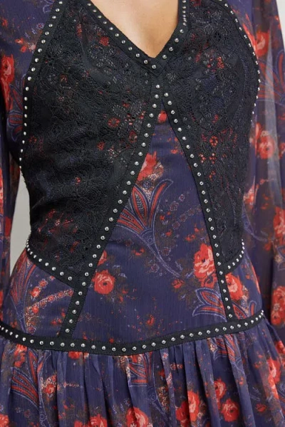 Warehouse Plunge Neck Pleated Maxi Dress In Multi